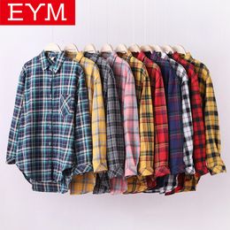 Women's Blouses Shirts Brand Plaid Shirt Women Loose Plus Size Blouse Female Long Sleeve Blouses Cotton Flannel Casual Shirt Women Tops Blusas 230225