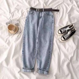 Women's Jeans Fashion Blue Black Women's Jeans Trousers Vintage Korean Streetwear High Waist Denim Pants Baggy Mom Jeans N0072 230225