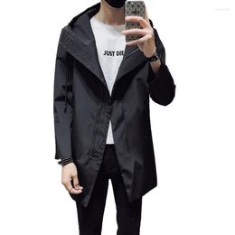 Men's Trench Coats Thin Casual Long Coat Men Autumn Korean Style College Jacket And Black Japanese Streetwear Oversized Jackets Fran22