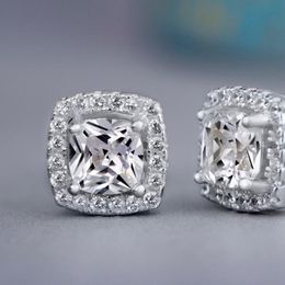 High-end Cubic zircon Diamond stud earrings Silver rose gold women ear rings wedding fashion jewelry gift will and sandy