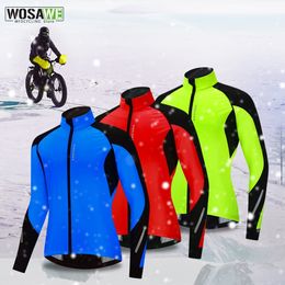 Cycling Jackets WOSAWE Bicycle Men's Jacket Winter Windproof Cycling Jacket Fleece Warm Riding Outdoor Running Sports Jacket for Hiking 230224