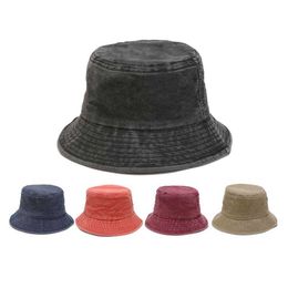 Wide Brim Hats 2023 New Foldable Fisherman Hat Washed Denim Bucket Hats Unisex Fashion Bob Caps Hip Hop Gorros Men Women Panama Bucket Cap G230224