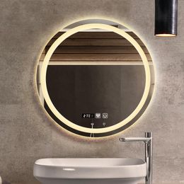 Mirrors 70CM LED Bathroom Mirror Makeup Mirror3 Colour Bright LIght MultiFunction With Defogging Bluetooth Speaker For Home Decoration