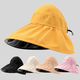 HBP Top Wide Air Brim Hats Sunhat Women's Summer UV Foldable Fisherman Vinyl Protection Face Cover Sun Hat P230327