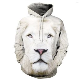 Men's Hoodies Print Sweatshirt Men And Women Hip Hop Funny Autumn Streetwear For Couples Clothes White Lion Pattern