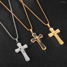 Pendant Necklaces CottvoStainless Steel Catholic Multi-layers Cross Charm Necklace For Men Link Chain Religious Jewelry Gift