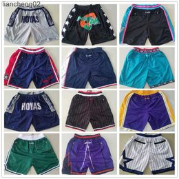 Shorts masculinos Shorts de basquete da equipe Just Don Wear Calça esportiva com bolso com zíper Hip Pop Azul Branco Preto Roxo Homem Costurado Tamanho S-XXXL W0225