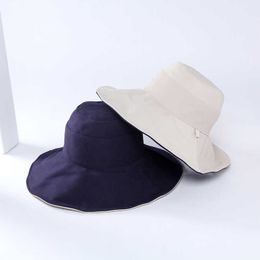 Wide Brim Hats Double-sided Bucket Hats Unisex Pure Color Sun Hat Basin Cap Big Eaves Women Panama Outdoor Fisherman Hat Men Casual Visor G230224