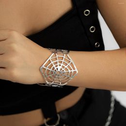 Bangle Spider Web Charm Halloween Bracelets For Women Metal Punk Jewellery Silver Colour Goth Bracelet Decorations Festival Gifts