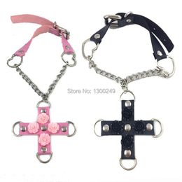 Chains Women Sexy Punk Choker Necklace Harajuku Handmade Chain Collar Leather Belt Rivet And Flower Cross Crucifix Torque