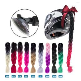 Motorcycle Helmets 21INCH 12color Helmet Braids Woman Wig For Motorbike Twist Dual Pigtail Ponytail With Sucker Bow