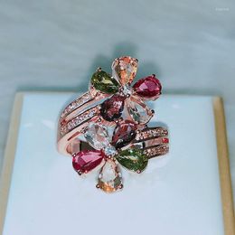 Wedding Rings Japanese And Korean Version Of Rose Gold Flower Ring High-end Atmospheric Female Birthday Gift