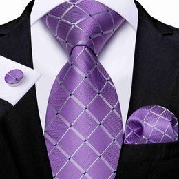 Neck Ties Purple Colour Mens Ties Hanky Cufflinks Set Wedding Ties For Men Business Formal Necktie Set For Men Dropshipping DiBanGu