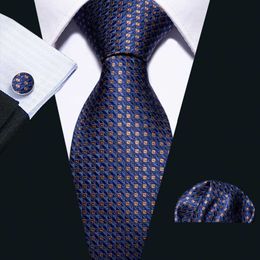 Neck Ties High Quality 16 Color Blue Geometric 100 Silk Men Tie BarryWang 85cm Woven Business Necktie Set Dropshipping Men Gift FA5051 J230225
