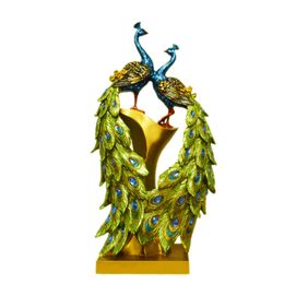 Decorative Objects Figurines Creative Decoration Resin Crafts Modern Living Room Peacock Open Screen Home Feng Shui Wedding Gift 230224