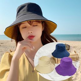 Wide Brim Hats Double-sided Foldable Bucket Hat Outdoor UV Protection Sun Hat for Women Girls Visor Panama Hat Summer Wide Brim Fisherman Cap G230224