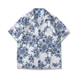 Men's Casual Shirts Dark Floral Printed Vintage Street Shirts for Man Women Summer Thin Cool Material Men's Shirt Z0224