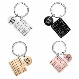 Keychains Round Heart Square Pendant Calendar Keychain Key Ring Holder Valentine Day Gift