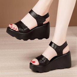 Sandals Small Size 3243 New Office Ladies Platform Sandals Summer Leather Shoes 2023 Casual High Heels Wedges Sandals Office Mother Z0224