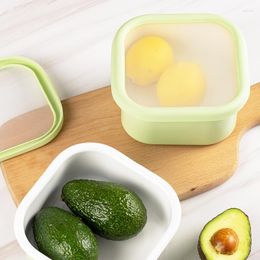 Dinnerware Sets Container Enamel Bento Fresh-Keeping Box With TPE Cover Square Avocado Crisper Use For Gas And Oven Kitchen Storage