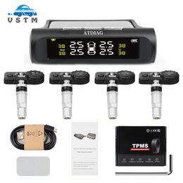 PromotionCar TPMS Car Tyre Pressure Monitoring System Solar Charging HD Digital LCD Display Auto Alarm System Wireless With 4 Sensor