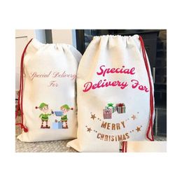 car dvr Christmas Decorations Sublimation Blank Santa Sacks Diy Personlized Dstring Bag Gift Bags Pocket Heat Transfer Drop Delivery Home Ga Dh3Pt