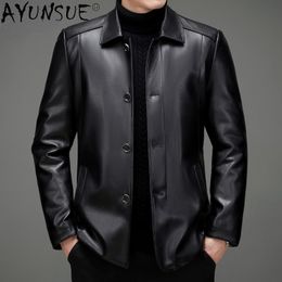 Men's Jackets AYUNSUE Genuine Leather Jacket Men Second layer of sheepskin Coat Spring Autumn Mens Leather Jackets Fashion Chaquetas Hombre 230225