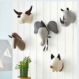 Other Home Decor Plush Toy Animal Head Wall Hanging Pendant Mural Living Room Bedroom Children's 3d Background ation 230225