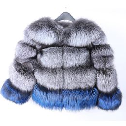 OFTBUY 2020 Brand Luxury Fashion Real Pur Coat Jacket Women Women Natural Silver Fox Fur Purswear Armilha de rua grossa Harm260C