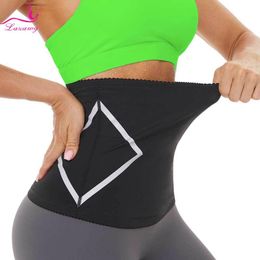 Waist Support Sweat Belt Trainer For Women Belly Wrap Cincher Trimmer With Pocket Zipper Weight Loss Slimming Body ShaperWaist