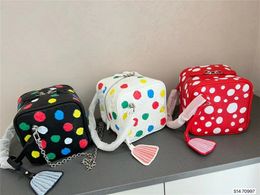 Female Cosmetic Travel Makeup Bag Luxury Handbags Designer Hand Bags for Women Cases Embossing Clutch Red and White The Colorful Dots The Dice Bag Handbag