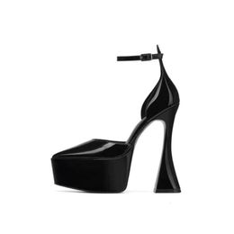 Dress Shoes Spring and Summer Brand Women's Super High Heel Party Fashion Thick Soled Black Banquet Single 230225