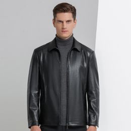 Men's Jackets YN-2102 Men's Lapel Jacket Natural Leather Jacket Spring and Autumn Sheepskin Jacket Men 230225