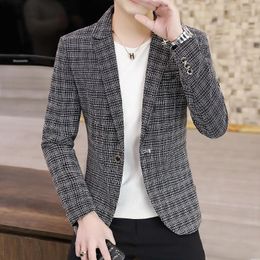Men's Suits Men Leisure Plaid Suit British Style Handsome Slim Single Jacket Korean Fashion 3XL