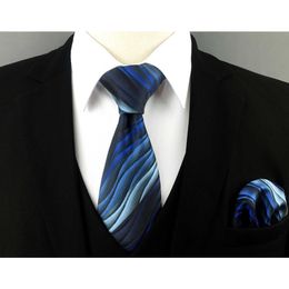 Neck Ties U23 Ties for Men Blue Gradual Change Ripple Silk Handmade Wedding Classic Necktie Skinny Gravatas