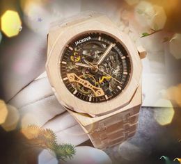 Popular Hollow Dial Men Watch 42mm Skeleton Tourbillon Hand-winding Mechanical Automatic Classic Natural Gentleman Business Wristwatch feature Christmas gifts