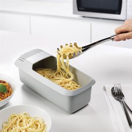 Dinnerware Sets Microwave Pasta Cooker With Strainer Heat Resistant Boat Steamer Spaghetti Noodle Cooking Box Tool Kitchen Accessories