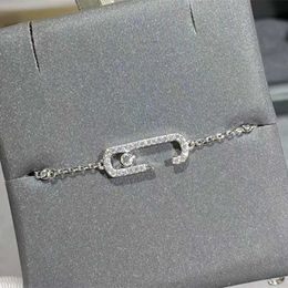 Link Chain Top Quality 925 Silver Plated Geometric Symbols Bracelet Single Diamond Fine Charm Chain Bracelet For Women Original Jewellery G230222