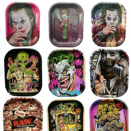 Cigarette Rolling Trays Smoking Cartoon Tray 180mm&140mm Metal Tinplate Dry Herb Handroller Case for Tobacco water pipe Smoke Acessories