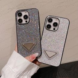 Classic Triangle Phone Cases for iPhone 14 14pro 13 13pro 12 Pro Max 11 Bling Glitter Cellphone Case Fashion Plastic Clear Rhinestone Cover