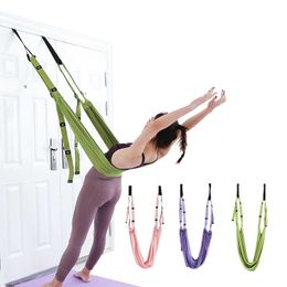 Yoga Stripes Adjustable Aerial Yoga Strap Hammock Swing Stretching Antigravity Inversion Exercises Multilayer Belt Yoga Flexibility Trainer J230225