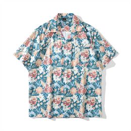 Men's Casual Shirts Floral Full Printed Vintage Men's Shirt Summer Thin Material Holiday Beach Hawaiian Shirts Male Top Z0224