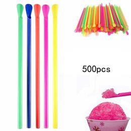 Disposable Cups Straws 100/500pcs Plastic Spoon Multicolour Milkshake Smoothie Drinking Bar Birthday Party Supplies Wholesale 230225