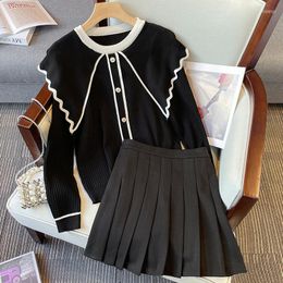 Casual Dresses Big Yards 2023 Winter Sweater Pleated Skirt Suits The Doll Dress