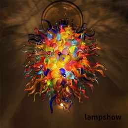 Contemporary Crystal Chandeliers Multi Colour High Ceiling Lighting Indoor Hanging Lamps Painted Colourful Art Glass Chandelier Lightings Home Decor Light LR1141