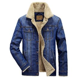 Men's Jackets Men's Winter Denim Jacket Trendy Warm Wool Liner Coat Male Thicker Outwear Jean Jackets Men Cowboy Casual Outfits Plus Size 4XL 230225