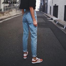 Women's Jeans Vintage ladies boyfriend jeans for women mom high waisted jeans blue casual pencil trousers korean streetwear denim pants 230225