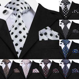 Neck Ties HiTie Designer Polka Dot Ties 100 Silk Neckties for Men 85cm wide Business Wedding Ties Handkerchiefs Cufflinks Set J230225
