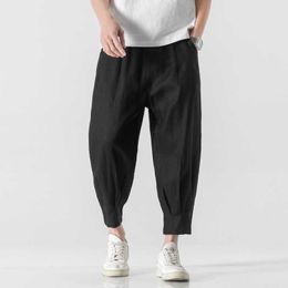 Pantaloni da uomo 2022 Primavera Estate Mens Harem di lino Pantaloni da uomo HipHop Pantaloni stile cinese Pantaloni maschili Pantalones Hombre Pantaloni alla caviglia retrò Z0225