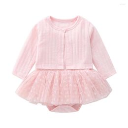 Clothing Sets Synpos Spring Summer Born Baby Girl Heart Lace Clothes Long Sleeve Thin Sunscreen Tops Vest Dress Outfits 0-12 Months